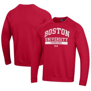 Men's Under Armour Scarlet Boston University  All Day Fleece Pullover Sweatshirt