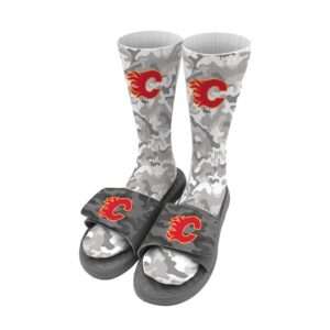 Men's ISlide Gray Calgary Flames Camo Sock & Slide Bundle
