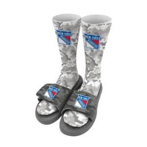 Youth ISlide Gray New York Rangers Camo Sock & Slide Bundle