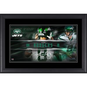 Aaron Rodgers New York Jets Facsimile Signature Framed 10" x 18" Player Nameplate Collage