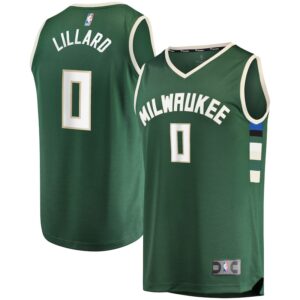 Youth Fanatics Damian Lillard Hunter Green Milwaukee Bucks Fast Break Player Jersey - Icon Edition