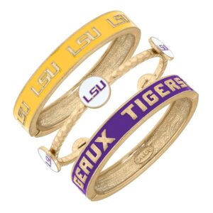 Women' CANVAS Style LSU Tigers Stacked Enameled Bangle Set