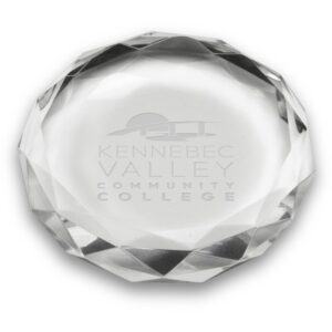 Kennebec Valley Community College 3'' Optic Crystal Faceted Paperweight