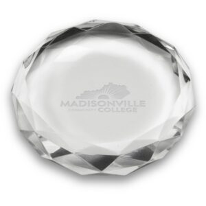Madisonville Community College 3'' Optic Crystal Faceted Paperweight