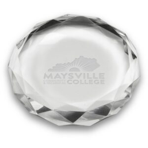 Maysville Community and Technical College 3'' Optic Crystal Faceted Paperweight