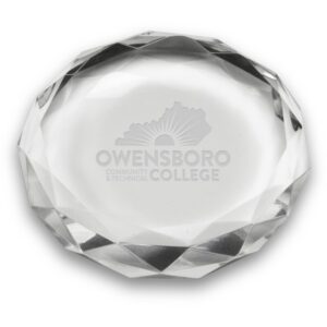 Owensboro Community and Technical College 3'' Optic Crystal Faceted Paperweight