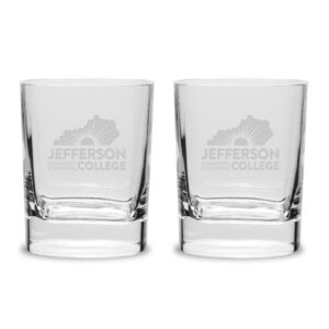 Jefferson Community and Technical College 2-Piece 11.75oz. Luigi Bormioli Square Round Double Old Fashion Set