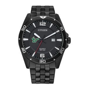 Men's  South Florida Bulls Quartz Black-Tone Stainless Steel Watch