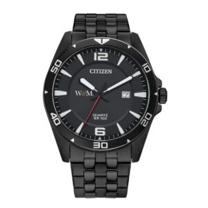 Men's  William & Mary Tribe Quartz Black-Tone Stainless Steel Watch