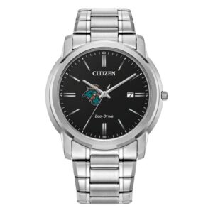 Men's Citizen Watch  Silver Coastal Carolina Chanticleers Eco-Drive Black Dial Stainless Steel Watch