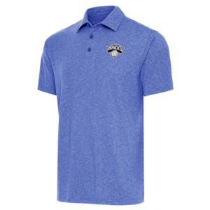 Men's Antigua Heather Blue New York Knicks Par 3 Polo