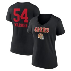 Women's Fred Warner Black San Francisco 49ers Wordmark Player Name & Number V-Neck T-Shirt