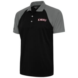Men's Antigua  Black/Steel Dallas Baptist Patriots Nova Polo