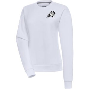 Women's Antigua  White Phoenix Suns Brushed Metallic Victory Pullover Sweatshirt