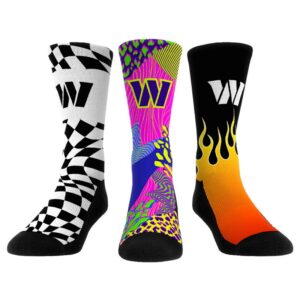 Unisex Rock Em Socks Washington Commanders Team Vibes Three-Pack Crew Socks Set