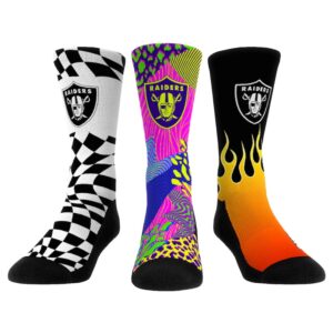 Unisex Rock Em Socks Las Vegas Raiders Team Vibes Three-Pack Crew Socks Set