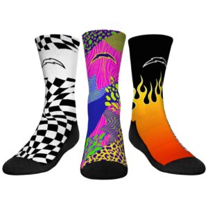 Youth Rock Em Socks Light Blue Los Angeles Chargers Team Vibes Three-Pack Crew Socks Set