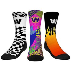 Youth Rock Em Socks Red Washington Commanders Team Vibes Three-Pack Crew Socks Set