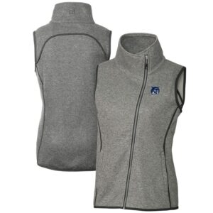 Women's Cutter & Buck Heather Gray New Hampshire Wildcats Mainsail Asymmetrical Knit Full-Zip Vest