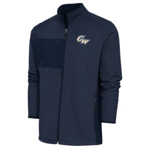 Men's Antigua  Heather Navy George Washington University Full-Zip Course Jacket