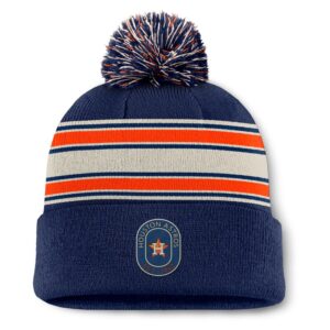 Men's Fanatics  Navy Houston Astros Fundamental Patch Cuffed Knit Hat with Pom