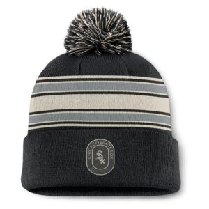 Men's Fanatics  Black Chicago White Sox Fundamental Patch Cuffed Knit Hat with Pom