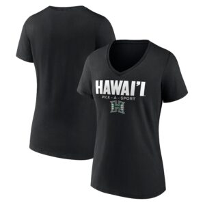 Women's Black Hawaii Rainbow Warriors Authentic Pick-A-Sport V-Neck T-Shirt