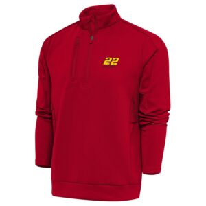 Men's Antigua Red Joey Logano Generation Quarter-Zip Pullover Top