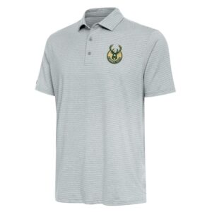Men's Milwaukee Bucks Antigua Heather Gray Scheme Polo
