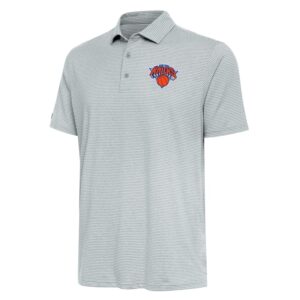 Men's Antigua Heather Gray New York Knicks Scheme Polo