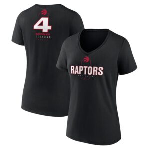 Women's Scottie Barnes Black Toronto Raptors Behind The Back Name & Number V-Neck T-Shirt