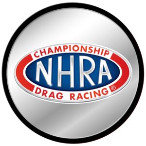 NHRA Championship Drag Racing 17.5" Modern Disc Mirrored Wall Sign