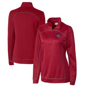 Women's Cutter & Buck Red Binghamton Rumble Ponies Clique Helsa Performance Half-Zip Sweatshirt