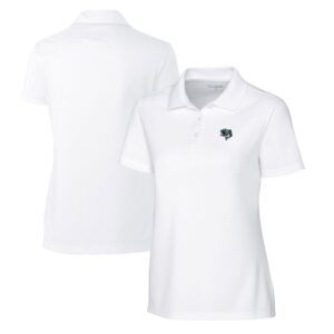 Women's Cutter & Buck White Gwinnett Stripers Clique Spin Eco Performance Pique Women's Polo