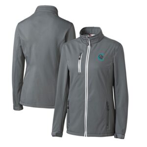 Women's Cutter & Buck  Steel Charlotte Knights Clique Telemark Eco Stretch Softshell Full-Zip Jacket