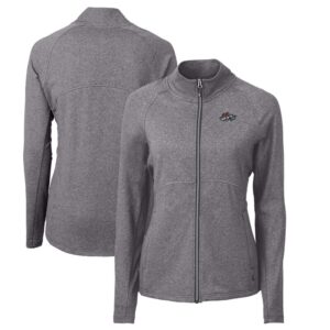 Women's Cutter & Buck Heather Black Rocket City Trash Pandas Adapt Eco Knit Heather Recycled Full-Zip Jacket