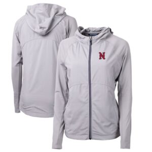 Women's Cutter & Buck Gray Nashville Sounds Adapt Eco Knit Hybrid Recycled Raglan Full-Zip Jacket