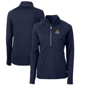 Women's Cutter & Buck Navy Toledo Mud Hens Adapt Eco Knit Stretch Recycled Half-Zip Top
