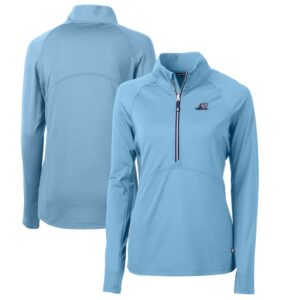 Women's Cutter & Buck Powder Blue West Michigan Whitecaps Adapt Eco Knit Stretch Recycled Half-Zip Top