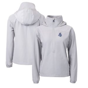 Women's Cutter & Buck Gray Hartford Yard Goats Charter Eco Recycled Half-Zip Anorak Jacket