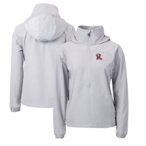 Women's Cutter & Buck Gray Frisco RoughRiders Charter Eco Recycled Half-Zip Anorak Jacket