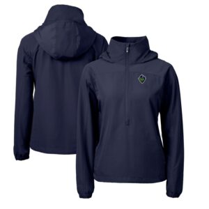 Women's Cutter & Buck Navy Hillsboro Hops Charter Eco Recycled Half-Zip Anorak Jacket
