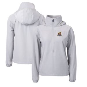 Women's Cutter & Buck Gray Toledo Mud Hens Charter Eco Recycled Half-Zip Anorak Jacket