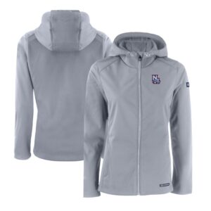 Women's Cutter & Buck  Gray New Hampshire Fisher Cats Evoke Eco Softshell Recycled Full-Zip Jacket