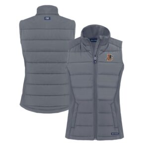 Women's Cutter & Buck  Gray Durham Bulls Evoke Hybrid PrimaLoft Eco Softshell Recycled Full-Zip Vest