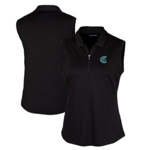 Women's Cutter & Buck  Black Charlotte Knights Forge DryTec Stretch Sleeveless Polo