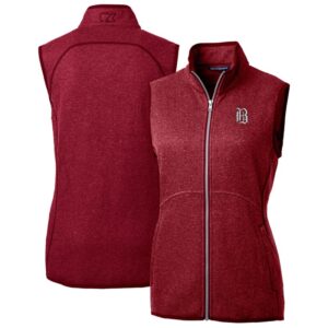 Women's Cutter & Buck  Heather Red Birmingham Barons Mainsail Sweater Knit Full-Zip Vest