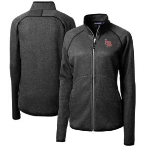 Women's Cutter & Buck  Heather Charcoal Louisville Bats Mainsail Sweater-Knit Full-Zip Jacket