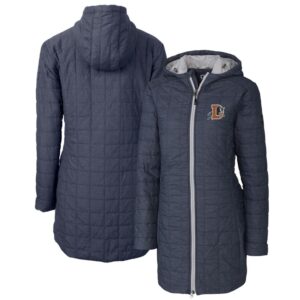 Women's Cutter & Buck Heather Navy Durham Bulls Rainier Primaloft Eco Insulated Hooded Long Coat