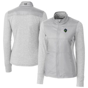 Women's Cutter & Buck  Gray Hillsboro Hops Stealth DryTec Hybrid Quilted Full-Zip Windbreaker Jacket